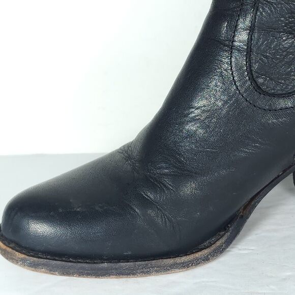 Frye Women's Jane US6,5B Black Leather Fold Over Pull On Knee High Riding Boots - Picture 13 of 16